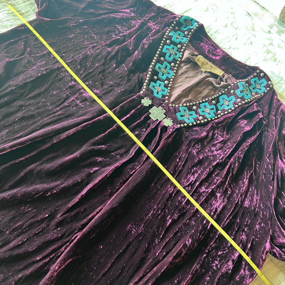 Double D Ranch “Ridge Road” Purple Crushed Velvet Beaded Tunic Dress | Size 1X - Picture 8 of 9